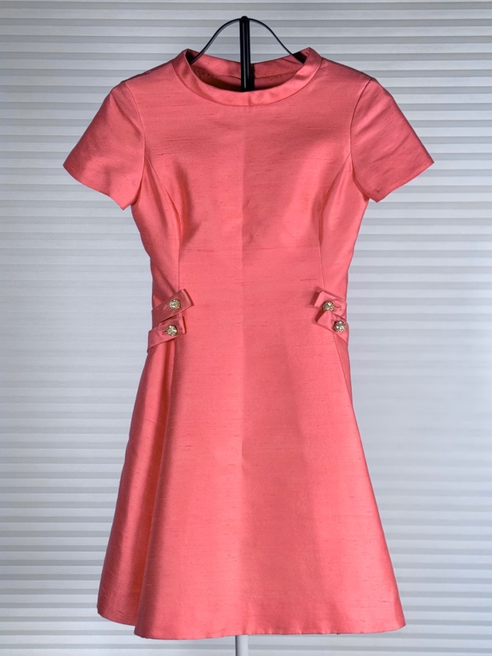 Vintage Coral Pink A Line Dress Size 6 Short Sleeve Mod Style